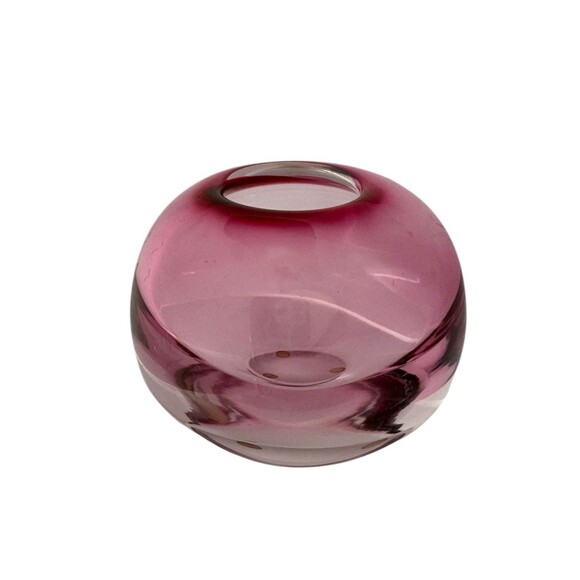 MCM Vintage Kosta Boda Goran Warff Signed Clear Pink Art Deco Glass Vase 48461